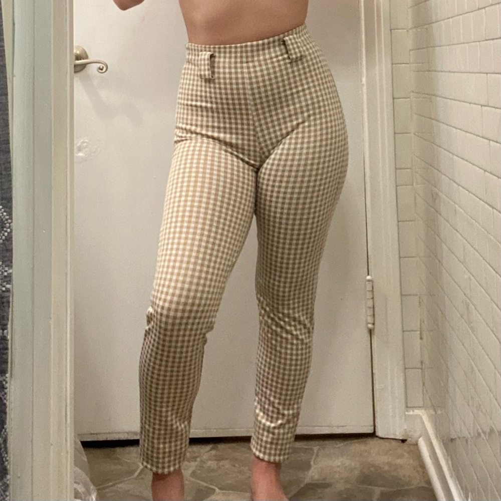Forever 21 light tan gingham fitted pants